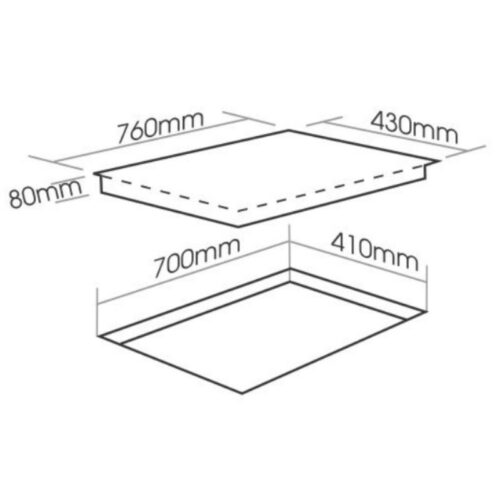 Kích thước bếp điện từ Faster 3 vùng nấu FS 713HI Plus lắp âm