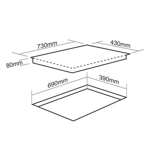 Kích thước bếp từ kết hợp hồng ngoại Faster FS 389HI lắp âm