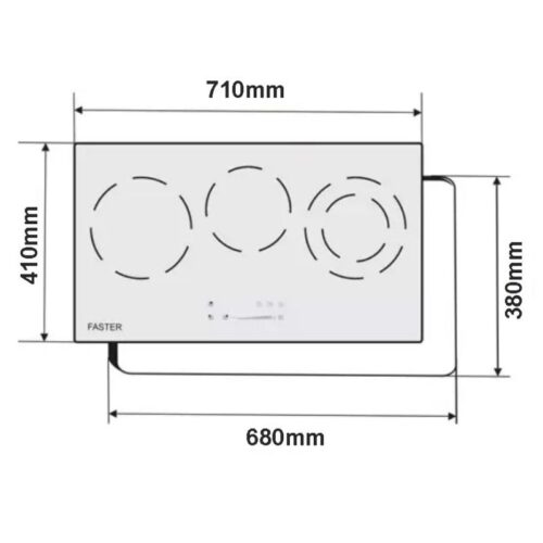 Kích thước bếp từ kết hợp hồng ngoại Faster FS 788HI PLUS lắp âm