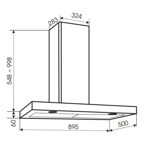 Kích thước máy hút mùi áp tường Faster QUATTRO LUX 90 SM